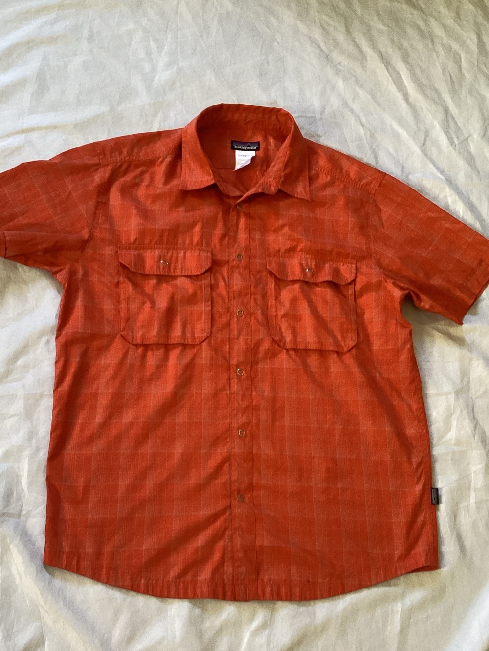 Patagonia Men's Orange Short-Sleeve Button-Up Shirt